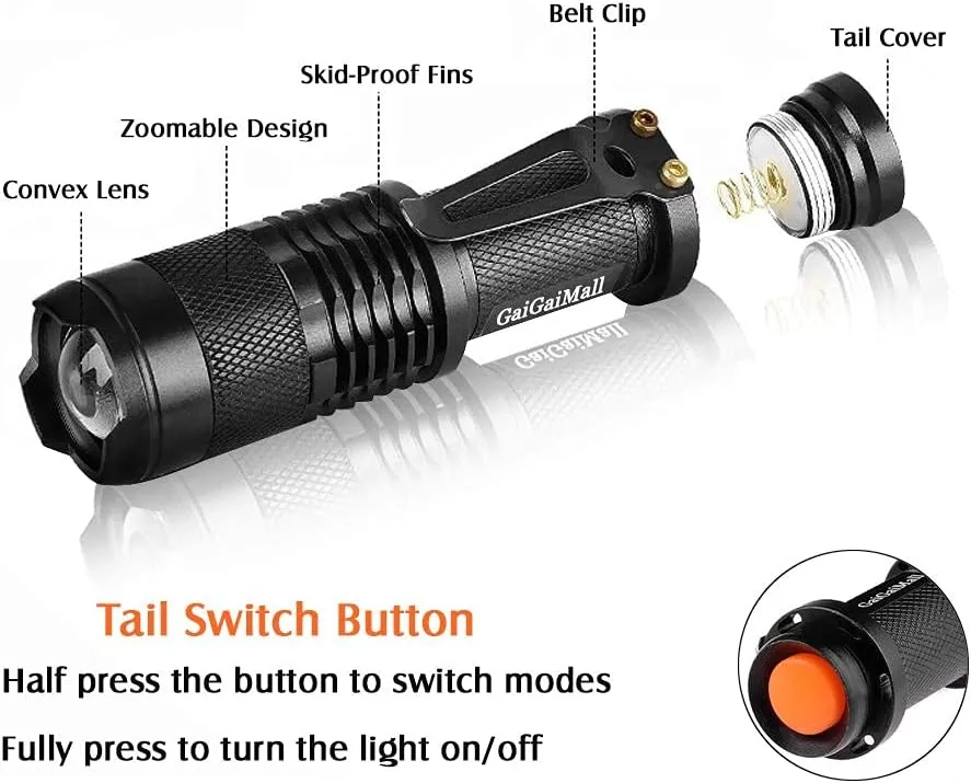 High Power 3 Mode LED Red Light Flashlight for Night Astronomy Observation, 3 Pack
