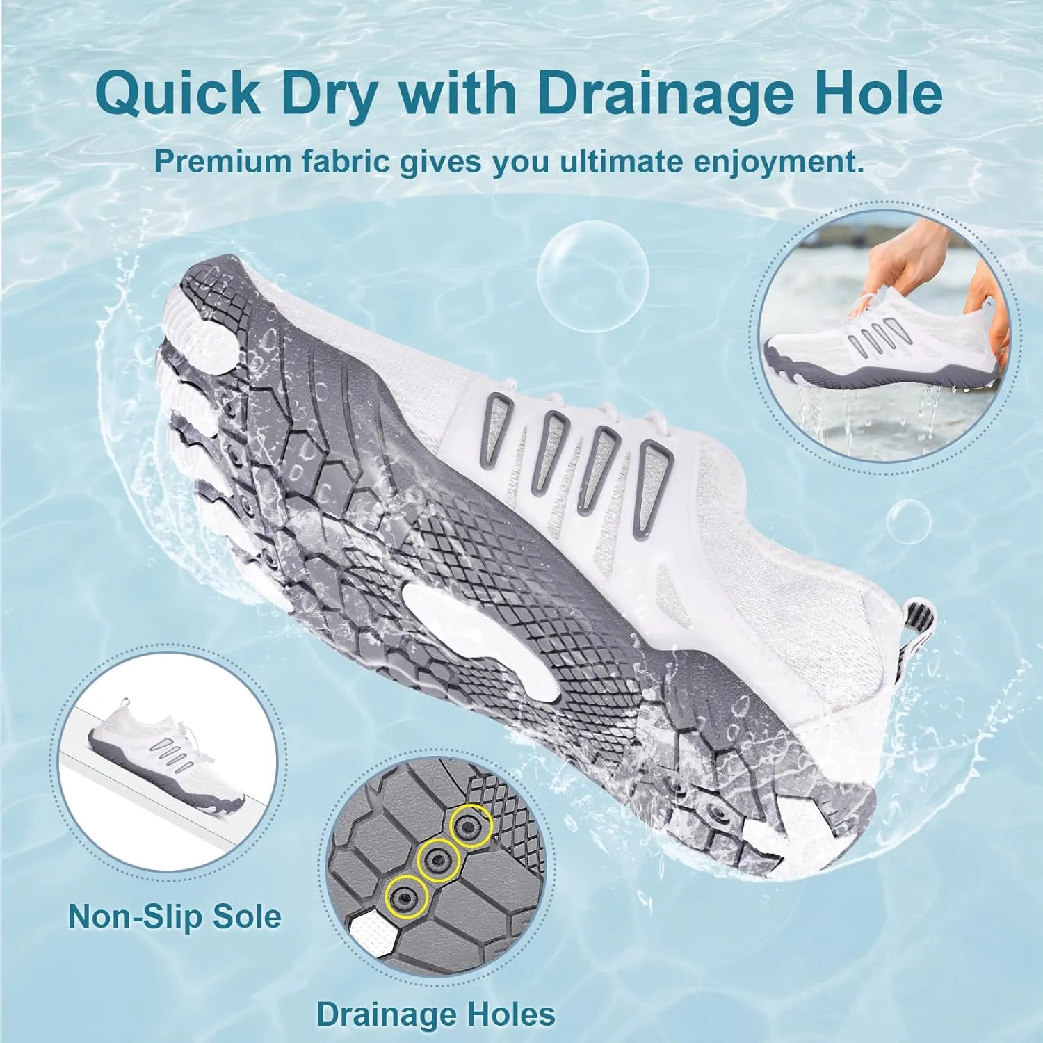 Hike Barefoot Water Shoes for Women Men Footwear, Quick Dry Wide Toe Box Pro Beach Swim Athletic Sports Shoes, Non-Slip Lightweight Aqua Shoe for Pool Hiking Walking Kayaking Diving Surfing