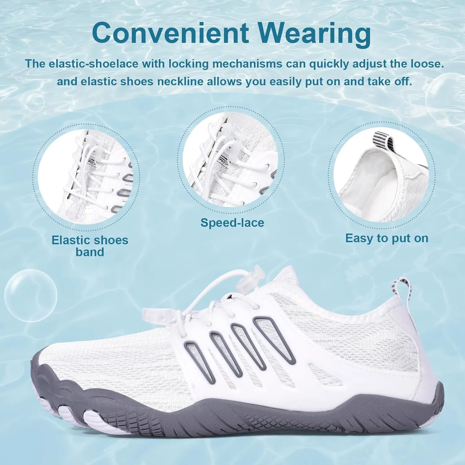 Hike Barefoot Water Shoes for Women Men Footwear, Quick Dry Wide Toe Box Pro Beach Swim Athletic Sports Shoes, Non-Slip Lightweight Aqua Shoe for Pool Hiking Walking Kayaking Diving Surfing