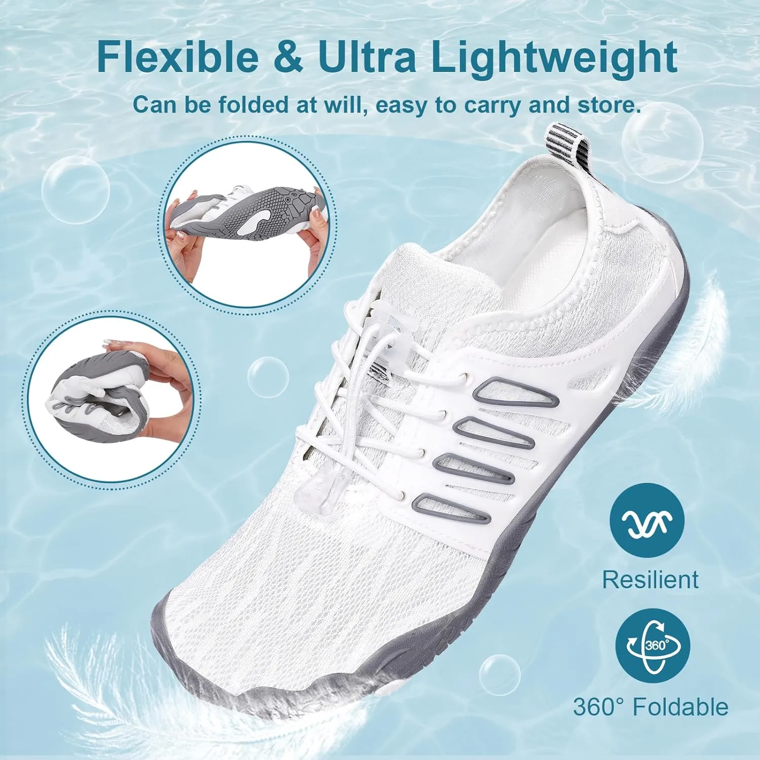 Hike Barefoot Water Shoes for Women Men Footwear, Quick Dry Wide Toe Box Pro Beach Swim Athletic Sports Shoes, Non-Slip Lightweight Aqua Shoe for Pool Hiking Walking Kayaking Diving Surfing