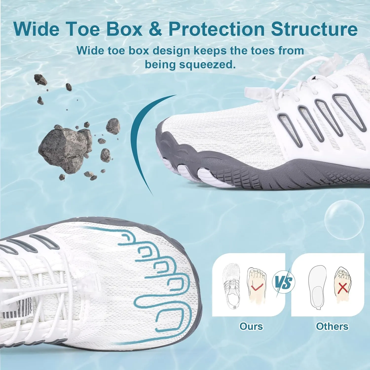 Hike Barefoot Water Shoes for Women Men Footwear, Quick Dry Wide Toe Box Pro Beach Swim Athletic Sports Shoes, Non-Slip Lightweight Aqua Shoe for Pool Hiking Walking Kayaking Diving Surfing