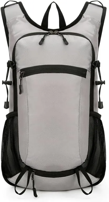 Hiking Backpack 20L Lightweight Outdoor Daypack Waterproof Wear Resistant Cycling Travel Bag Large Capacity for Trekking Use (Grey)