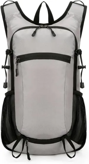Hiking Backpack 20L Lightweight Outdoor Daypack Waterproof Wear Resistant Cycling Travel Bag Large Capacity for Trekking Use (Grey)