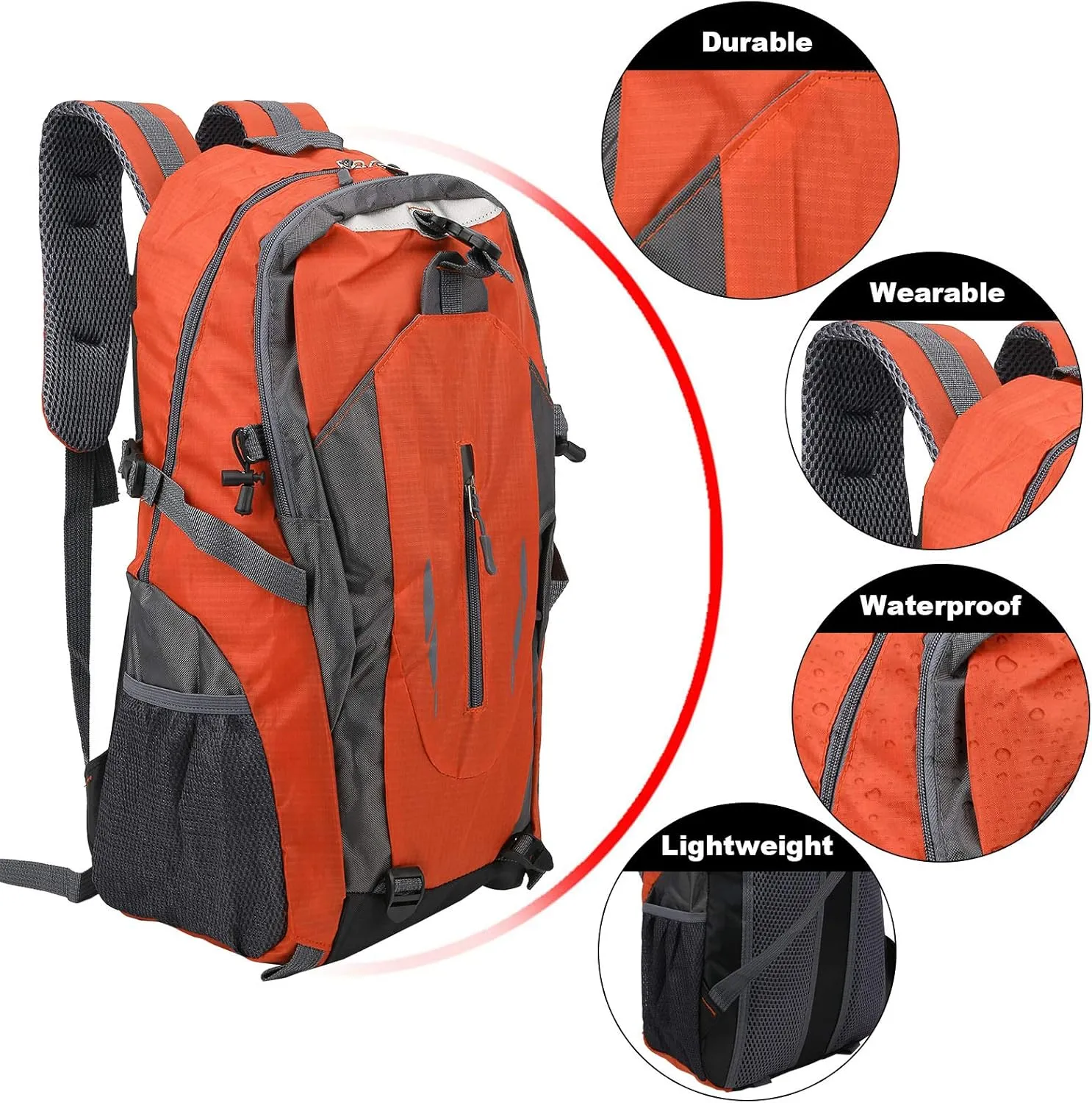 Hiking Backpack,Camping Backpack 40L Hiking Daypack for Outdoor Sports Climbing Camping Hiking (Orange)