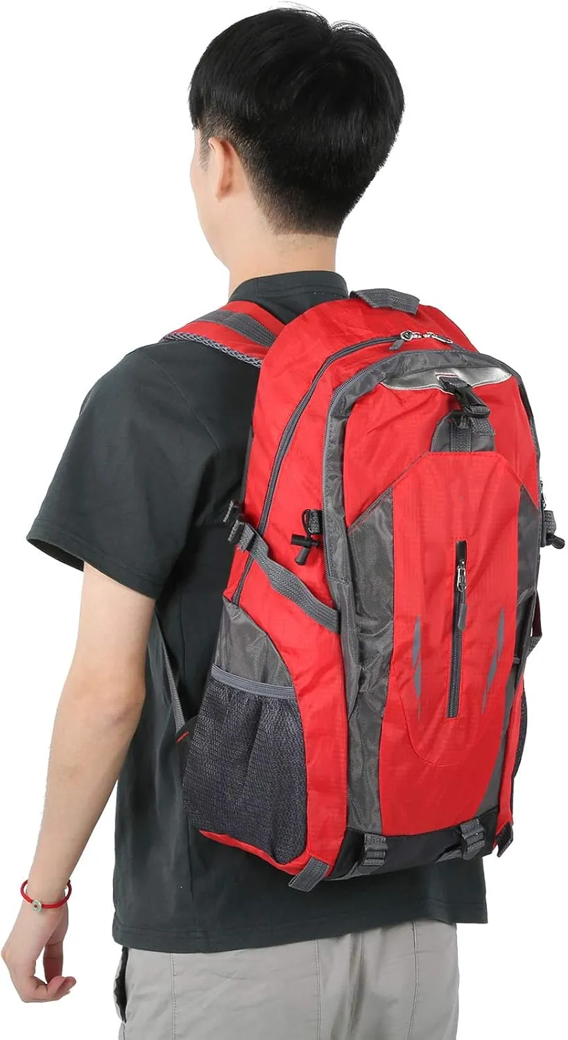 Hiking Backpack,Camping Backpack 40L Hiking Daypack for Outdoor Sports Climbing Camping Hiking (Red)