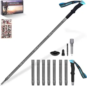 Hiking Stick Walking Staff - Detachable Trekking Pole Multitool for Man Women (8 Tube