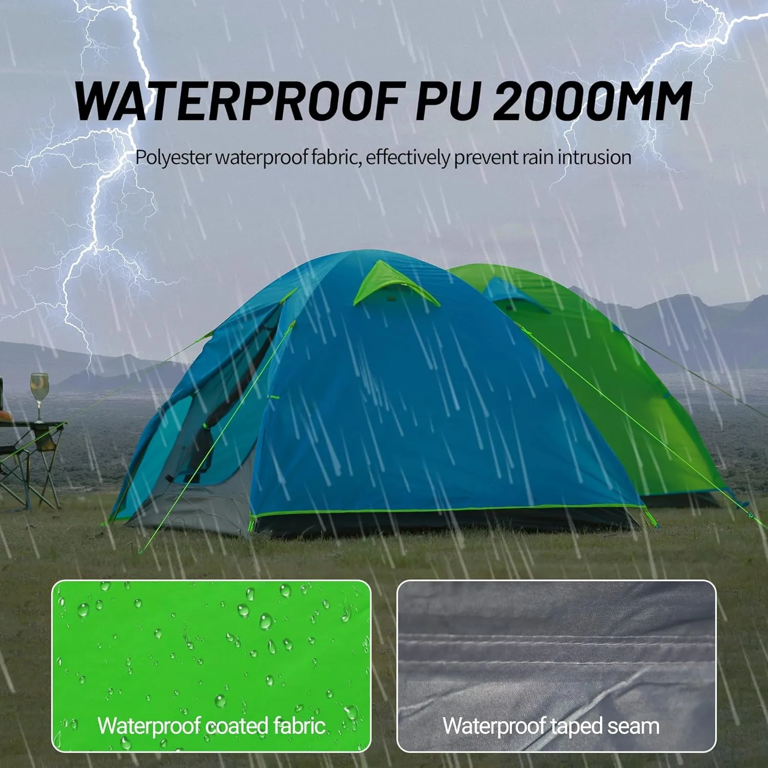 Himalaya 2 Person Camping Tent, Backpacking Tent Waterproof Windproof Lightweight Portable Easy Setup Double Layer Two Door for Outdoor Camping Hiking Mountaineering Travel