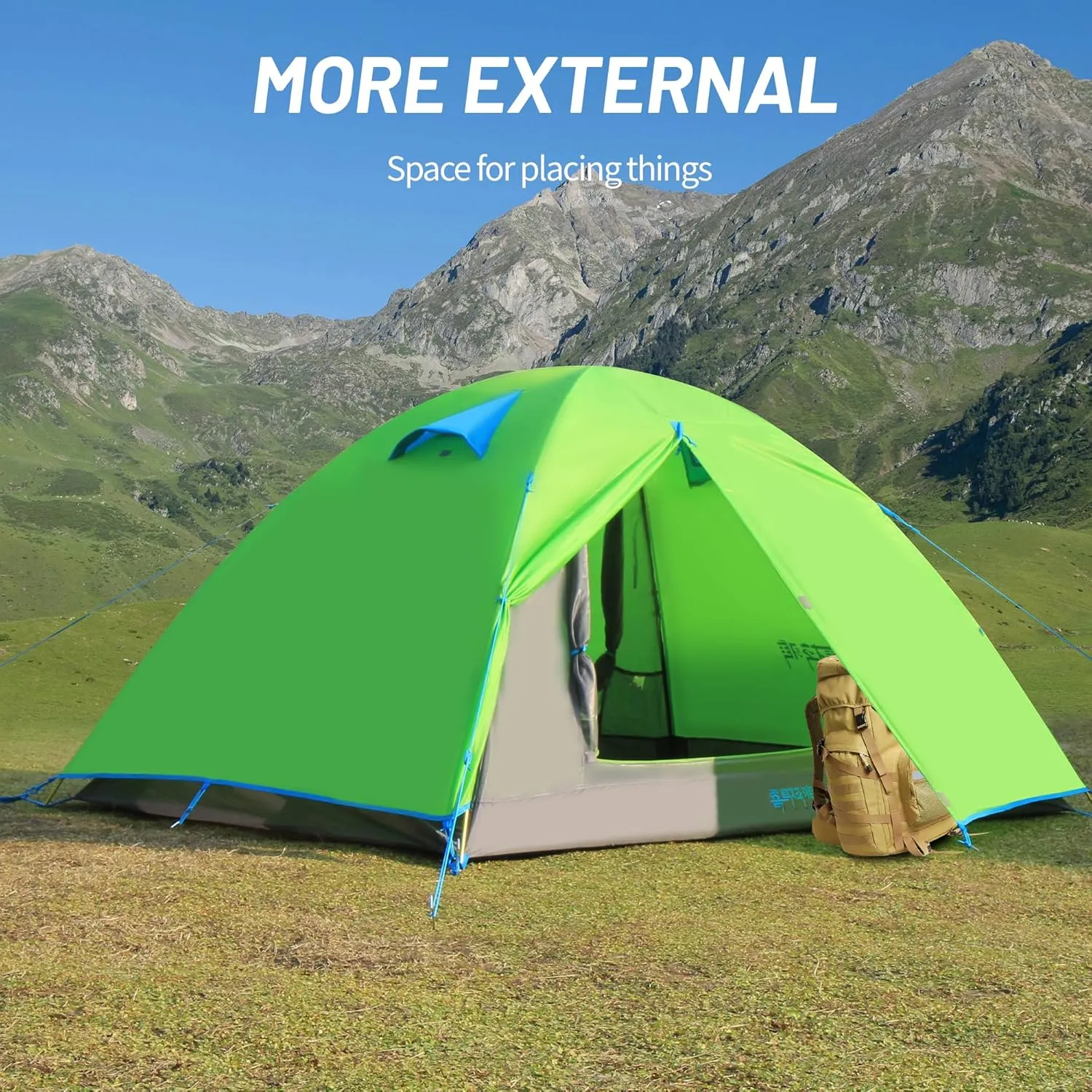 Himalaya 3 Person Camping Tent, Backpacking Tent Waterproof Windproof Lightweight Portable Easy Setup Double Layer for Outdoor Camping Hiking Mountaineering Travel