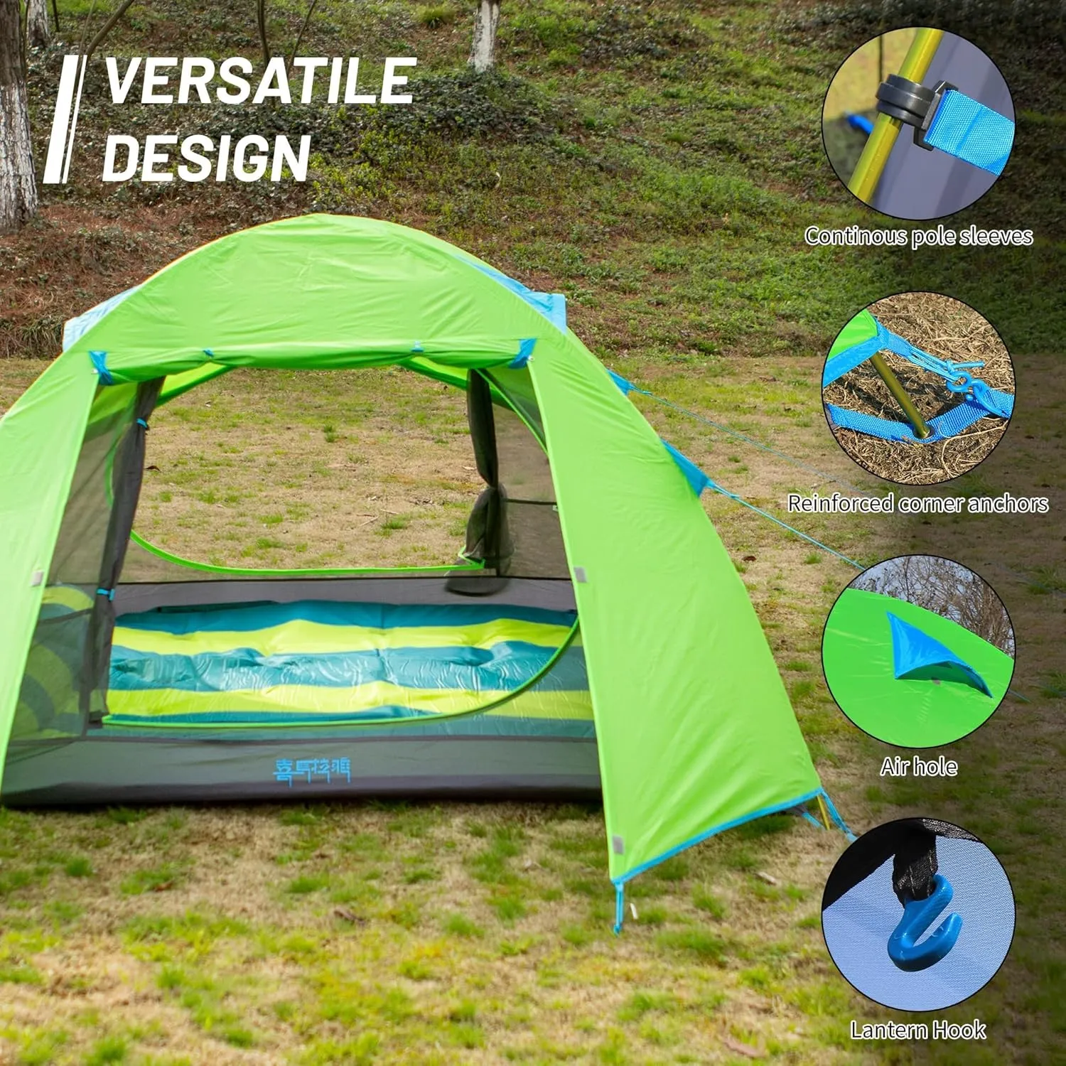 Himalaya 3 Person Camping Tent, Backpacking Tent Waterproof Windproof Lightweight Portable Easy Setup Double Layer for Outdoor Camping Hiking Mountaineering Travel