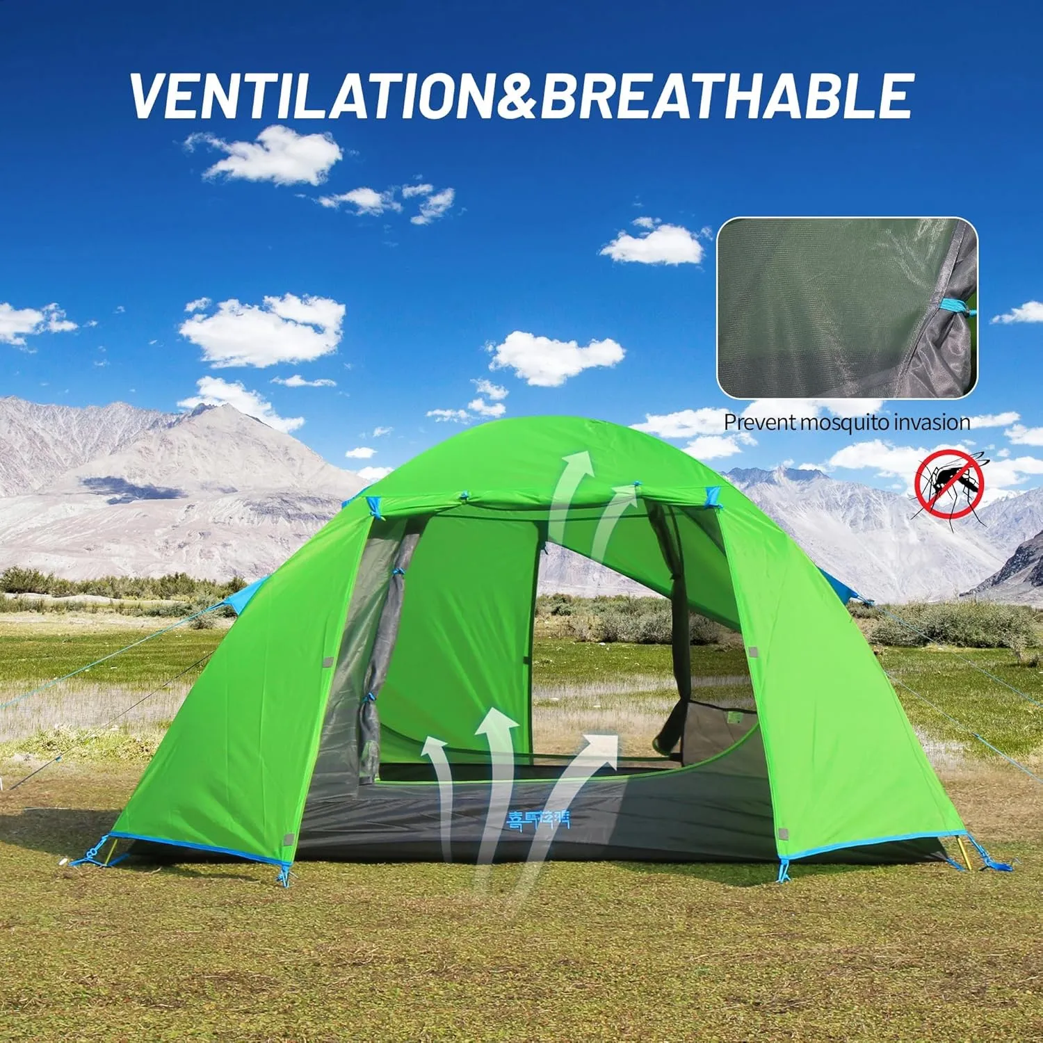 Himalaya 3 Person Camping Tent, Backpacking Tent Waterproof Windproof Lightweight Portable Easy Setup Double Layer for Outdoor Camping Hiking Mountaineering Travel