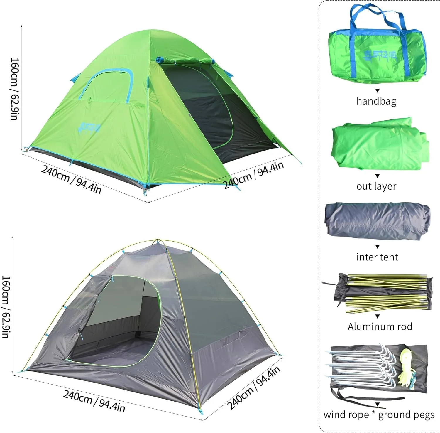 Himalaya 4 Person Camping Tent, Backpacking Tent Waterproof Windproof Lightweight Portable Easy Setup Double Layer for Outdoor Camping Hiking Mountaineering Travel