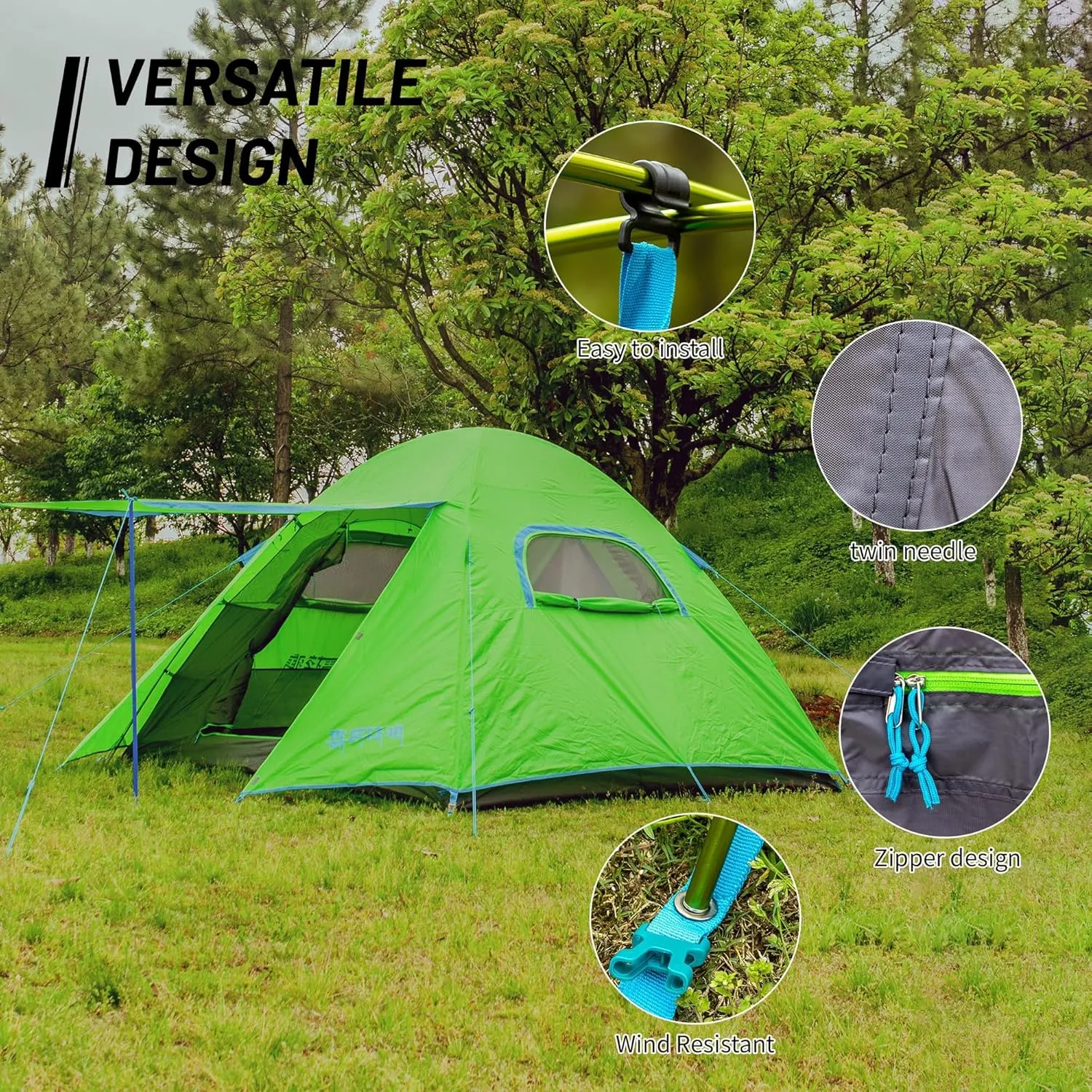 Himalaya 4 Person Camping Tent, Backpacking Tent Waterproof Windproof Lightweight Portable Easy Setup Double Layer for Outdoor Camping Hiking Mountaineering Travel