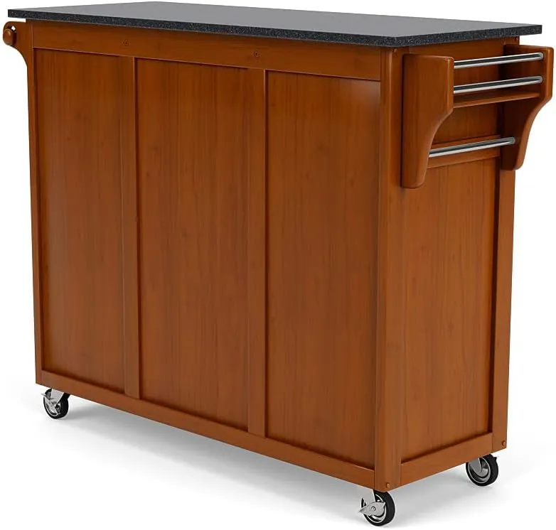 Home Styles Create-a-Cart Cottage Oak Kitchen Cart with Black Granite Top, with Solid Wood Construction, Adjustable Shelves, Towel Bar, Locking Casters, and Spice Rack