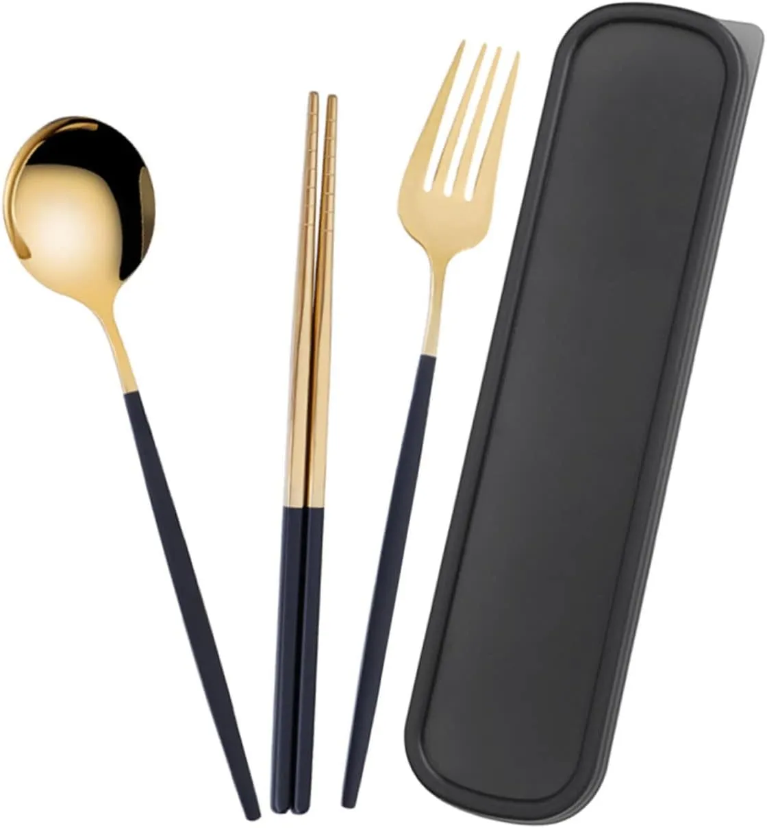 Homoyoyo Portable Stainless Steel Cutlery Set with Spoon - Chopsticks - and Fork Ideal for Home Hotel and