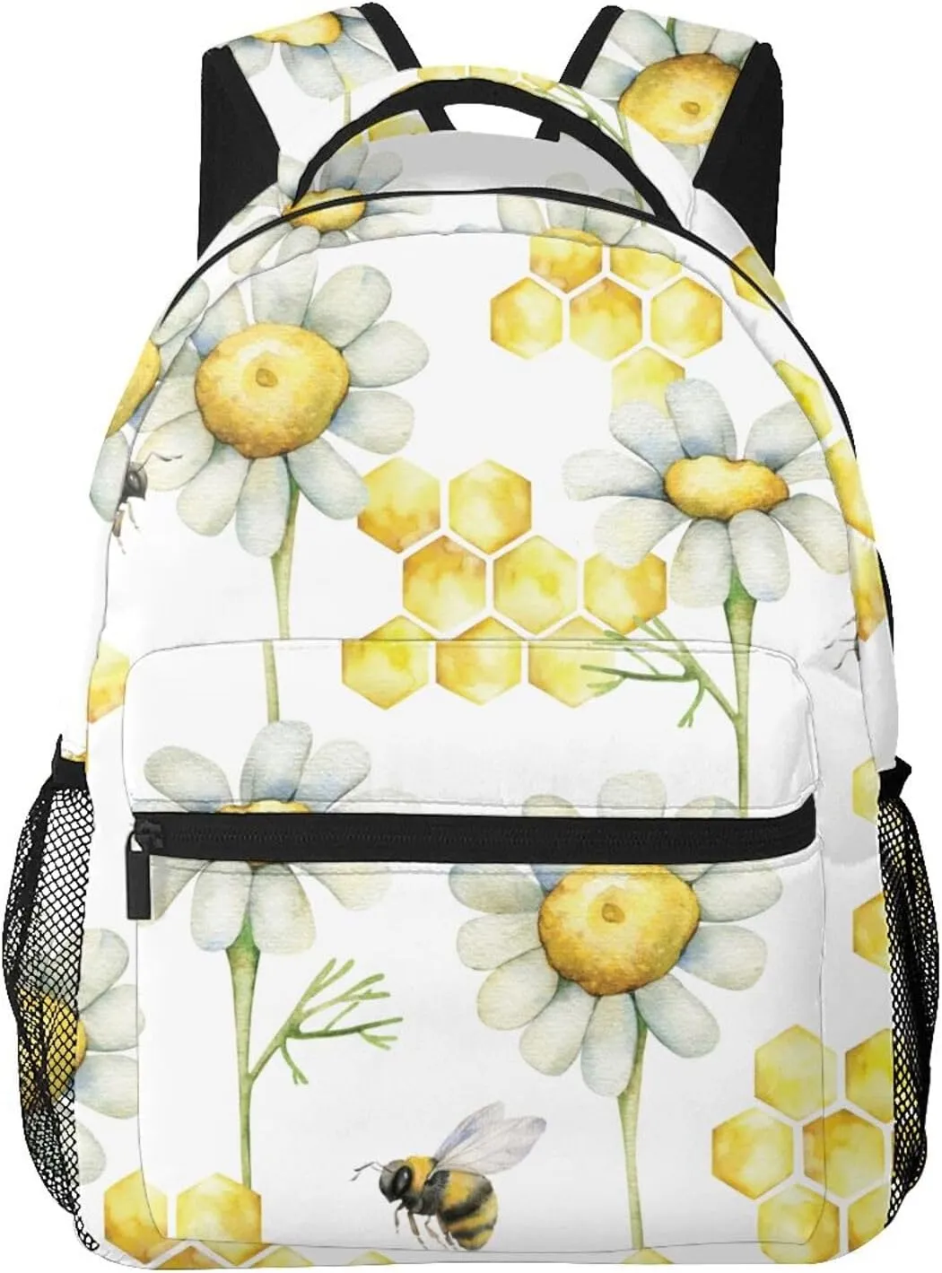 Honeycombs, Honey, Bees And Chamomile Flowers Backpack Laptop Backpack Sports Travel Shoulder bag Light casual backpack