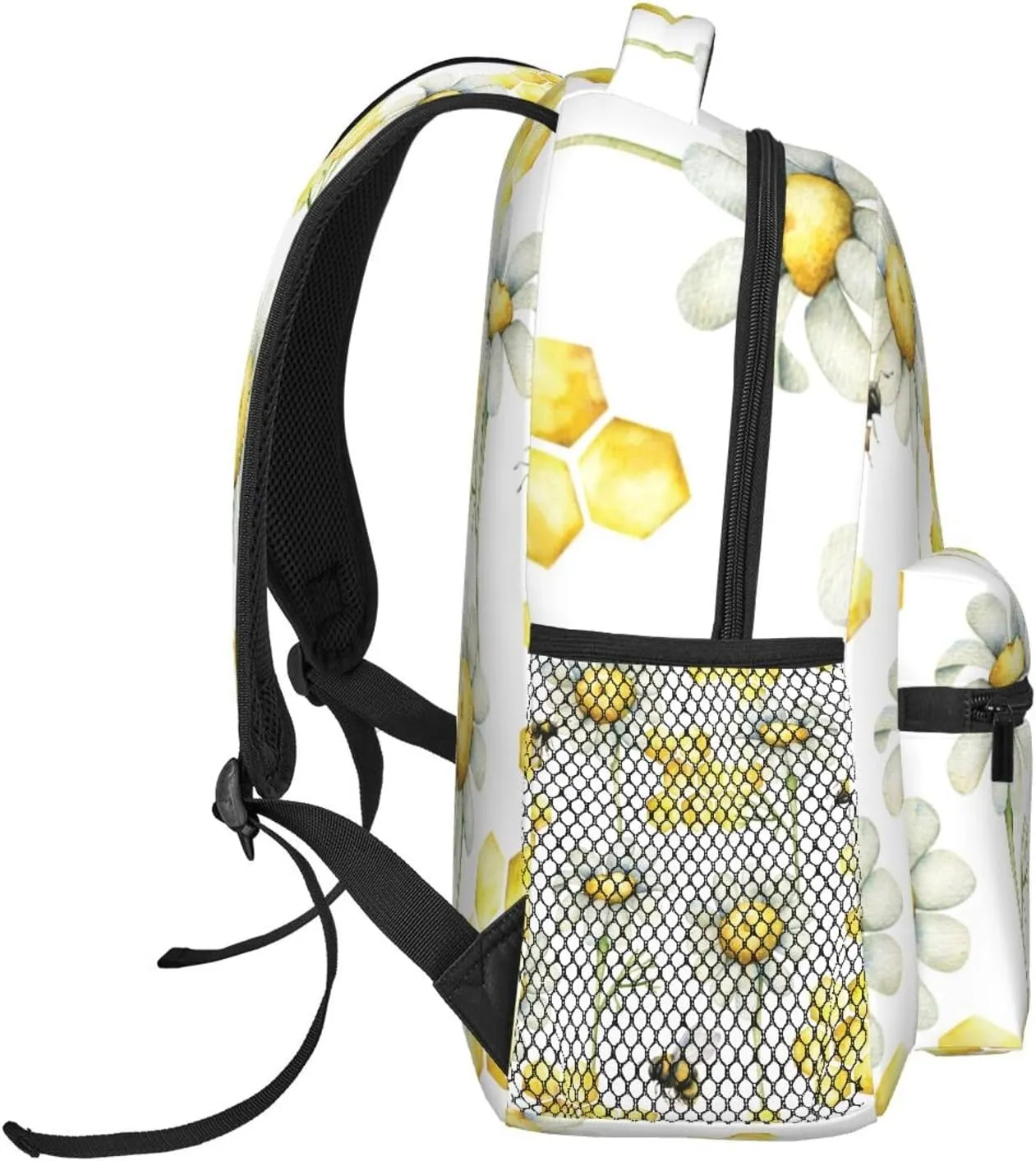 Honeycombs, Honey, Bees And Chamomile Flowers Backpack Laptop Backpack Sports Travel Shoulder bag Light casual backpack