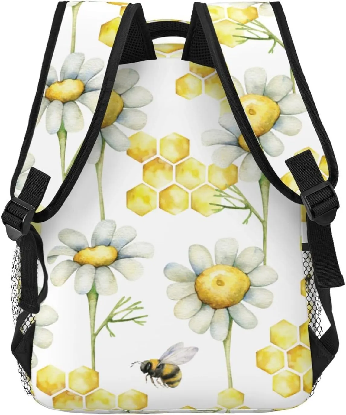 Honeycombs, Honey, Bees And Chamomile Flowers Backpack Laptop Backpack Sports Travel Shoulder bag Light casual backpack