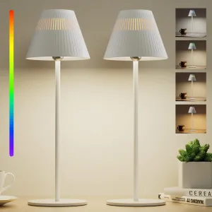 HONEYWELL Cordless Table Lamps Rechargeable Set of 2, M1 Sunturalux Portable LED Desk Lamp 5200mAh 4Color 9RGB Dimmable Bedside Lamps for Restaurant/Bedroom/Bars/Party/Camping Night Light