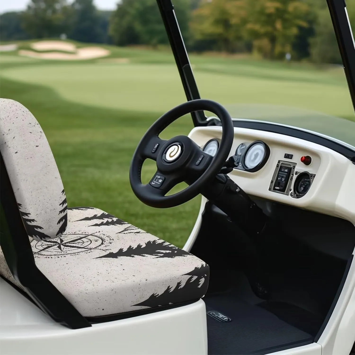 Horeset Golf Cart Front Seat Covers for Hot Weather, No Stapler Needed, Golf Cart Seat Covers Set Fit All Golf Cart Brand