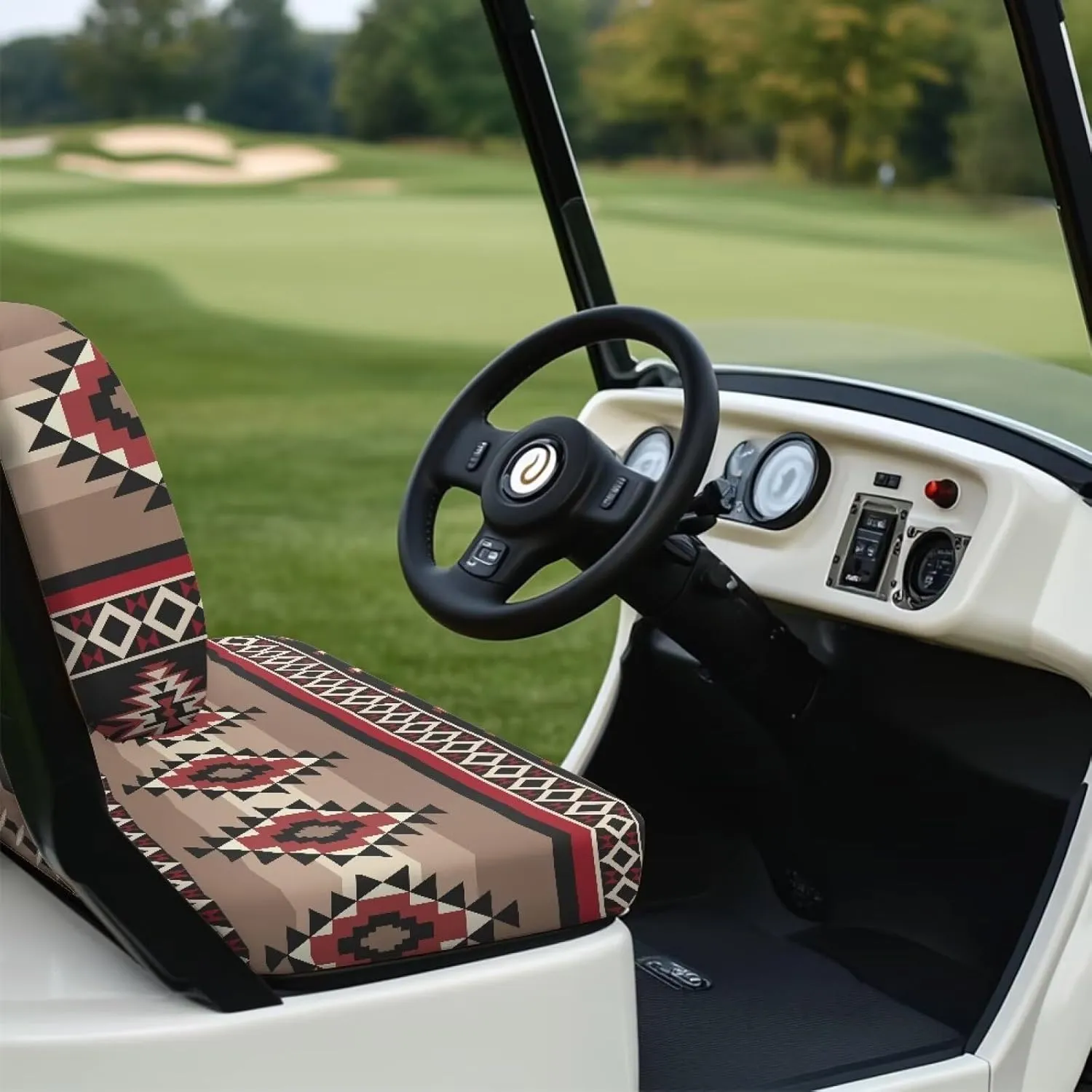 Horeset Golf Cart Front Seat Covers for Hot Weather, No Stapler Needed, Golf Cart Seat Covers Set Fit All Golf Cart Brand