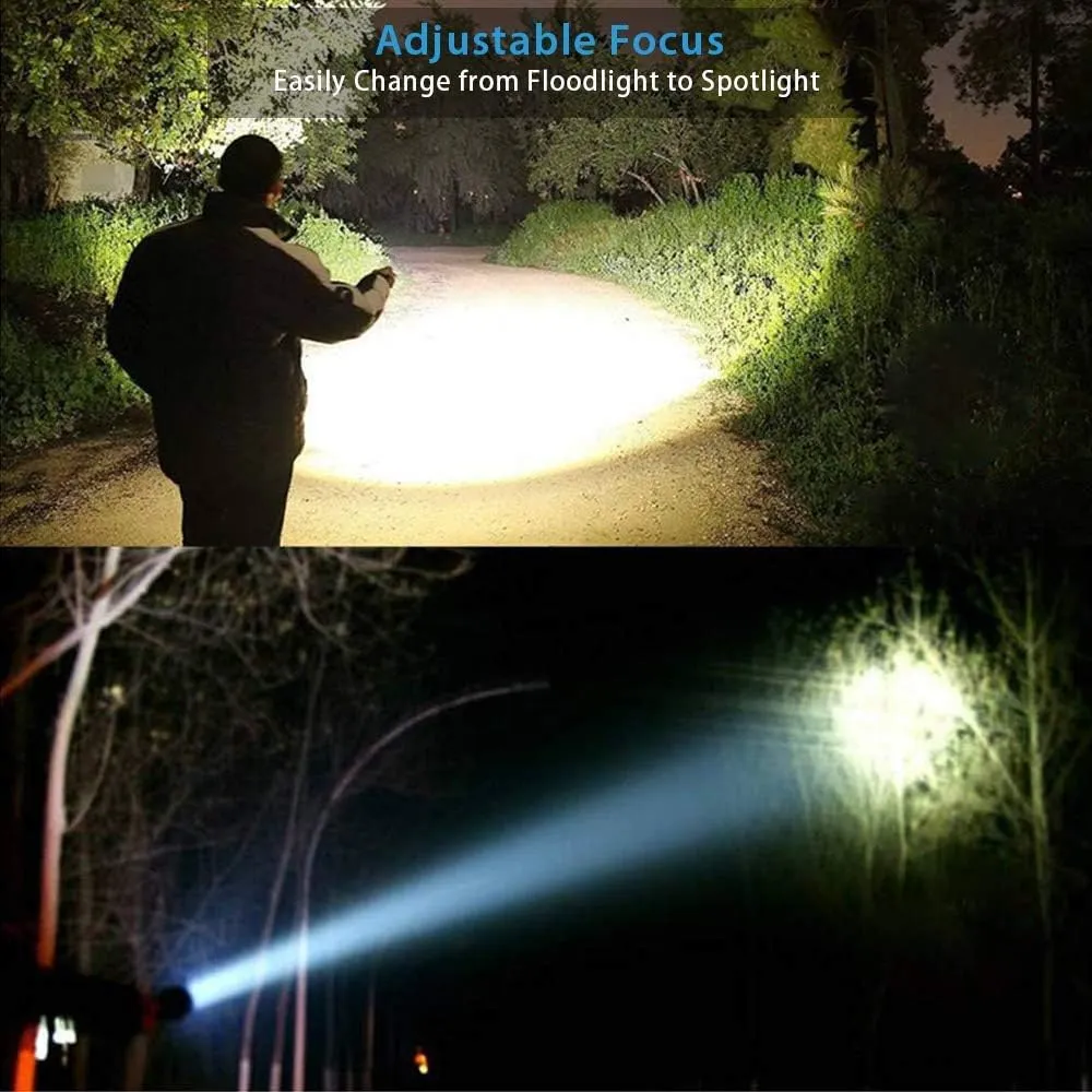 Hoxida USB Rechargeable Flashlight (Battery Included), Magnetic LED Flashlight, Super Bright LED Tactical Flashlight with Cob Sidelight, Waterproof, Zoomable Best Flashlight for Camping, Emergency