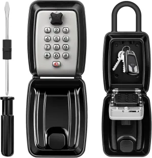 HUANLANG Key Lock Box for Outside, 12-Digit Combination Lock Box Waterproof Key Lockbox with Code,Key Hider Safe for Home Garage Office