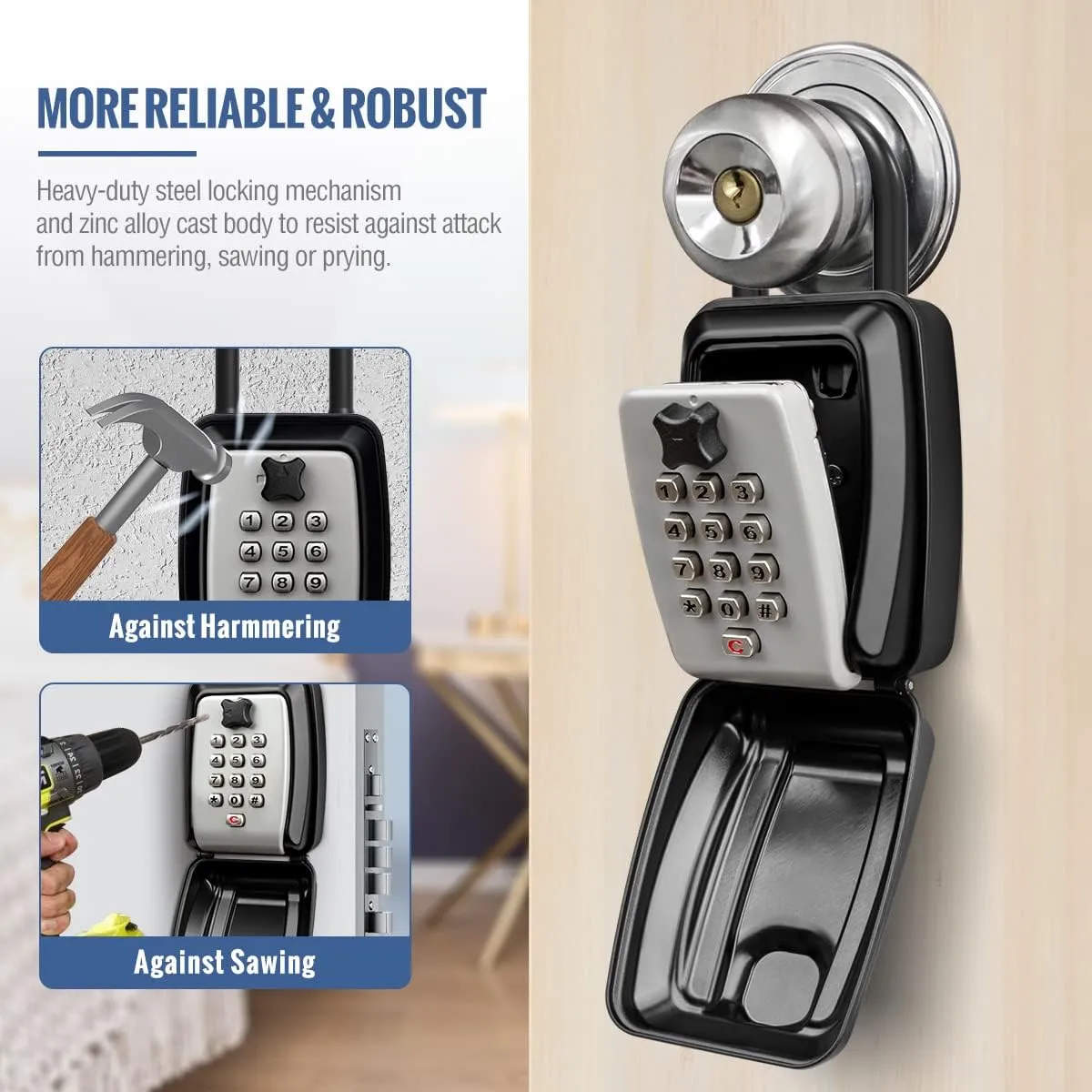 HUANLANG Key Lock Box for Outside, 12-Digit Combination Lock Box Waterproof Key Lockbox with Code,Key Hider Safe for Home Garage Office