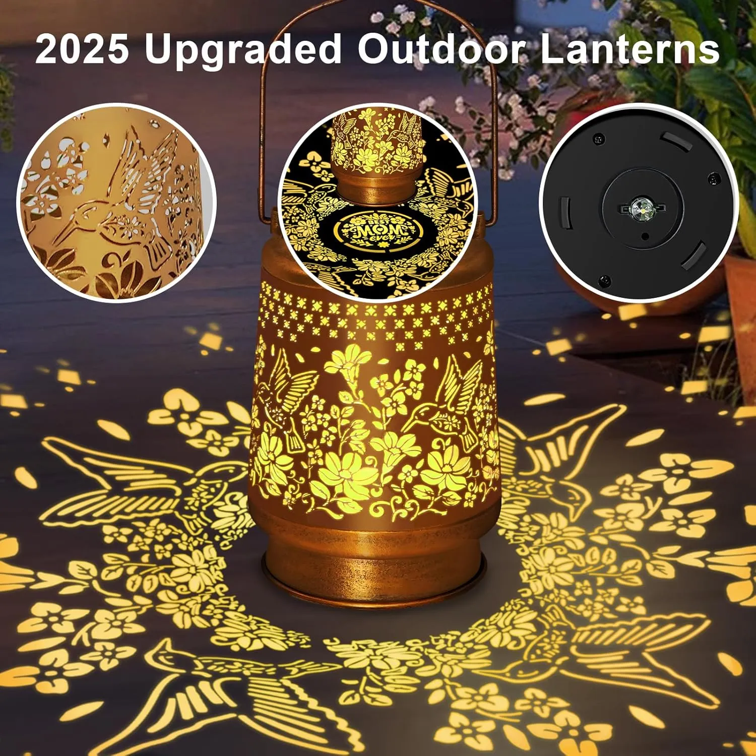 Hummingbird Solar Lanterns Outdoor Waterproof, Birthday Gifts for Women Mom Grandma Mothers, Hanging Solar Lights Garden Decor, Garden Lights for Yard, Patio, Lawn, Landscape,Tabletop