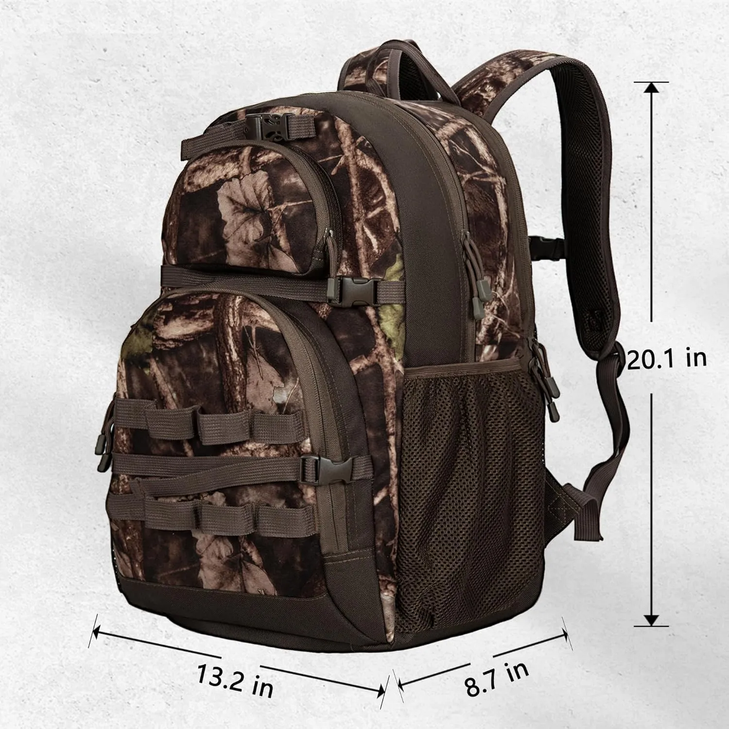 Hunting Backpack, Camo Outdoor Hunting Pack for Bow or Rifle with Holder, for Hunting, Camping, Hiking
