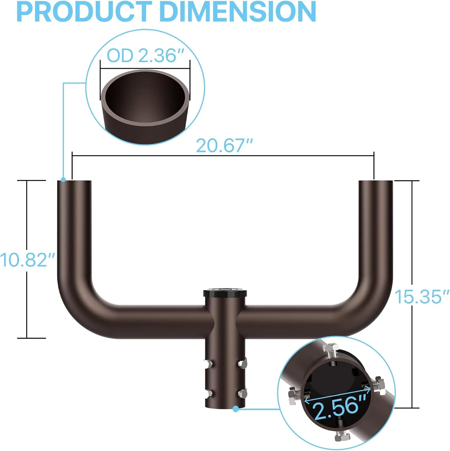 HYPERLITE Double Bullhorn Bracket for Parking Lot Light, 2 3/8" Mounting Bracket for 2 Lights, Durable Bullhead Tenon Adapter for LED Shoebox Area Street Pole