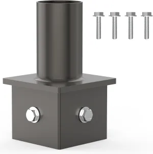 HYPERLITE Tenon Adaptor for 3.5'' OD Square Pole: Top Tenon With 2 3/8" Slip Fit Mount, Heavy Duty Lighting Mounting Bracket Extension for LED Shoebox Area Light Street Light