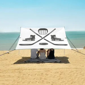 Ice Hockey Silhouette Beach Camping Tent Sun Shelter for Whole Family, Beach Shade Canopy with UPF50  UV Protection,Easy Set Up and Carry,Outdoor Shade for Trips, Fishing, Backyard Fun Picnics