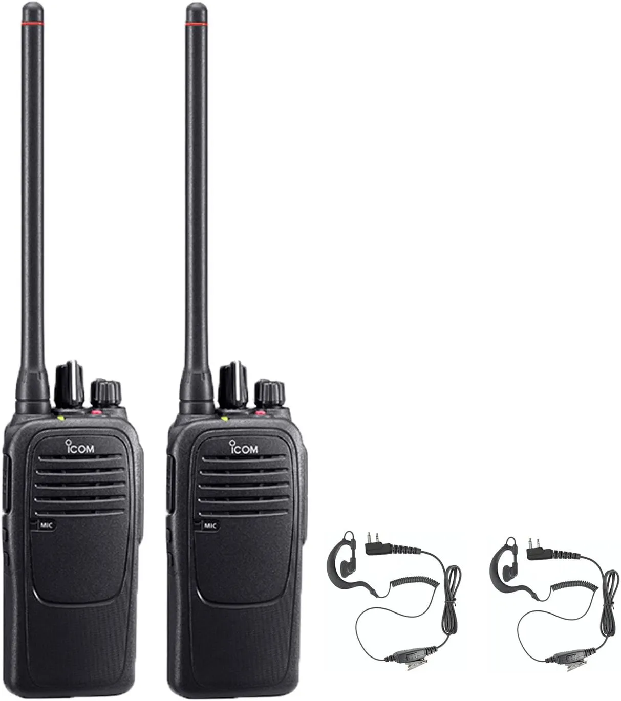 Icom IC-F2000 4 Watt 16 Channel UHF Radio 2 Pack with Comfort Loop Earpieces
