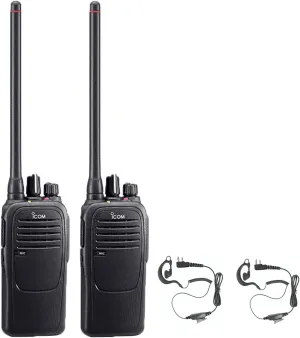 Icom IC-F2000 4 Watt 16 Channel UHF Radio 2 Pack with Comfort Loop Earpieces