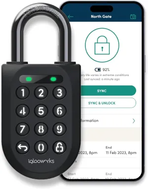 igloohome New Rugged Outdoor Smart Padlock 2E (SP2E) – Manage Access Remotely with Mobile App (iOS/Android) & Dashboard – No WiFi Needed, CEN-3, IK-09 Certified, IP68 Waterproof & 2-yr Warranty