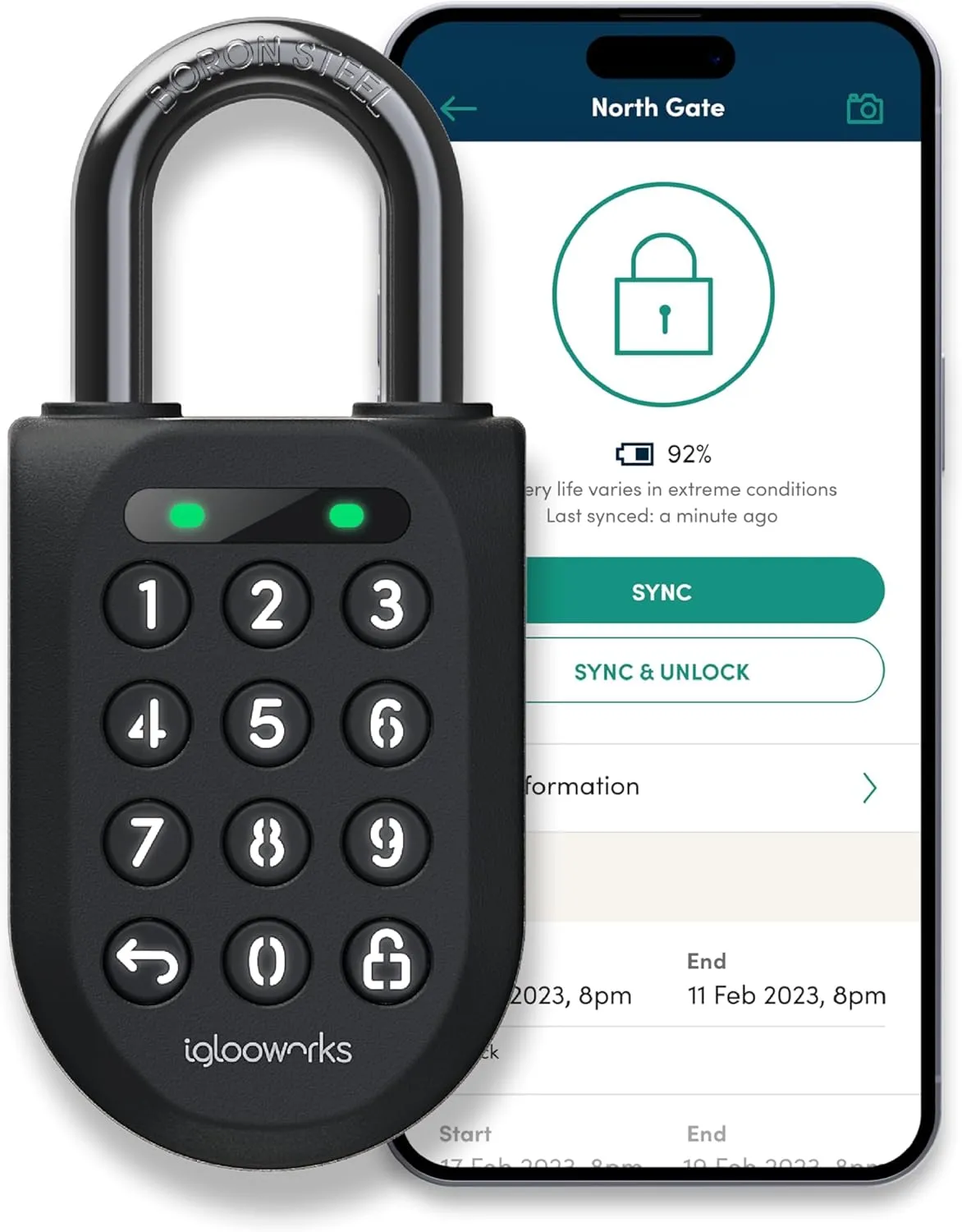 igloohome New Rugged Outdoor Smart Padlock 2E (SP2E) – Manage Access Remotely with Mobile App (iOS/Android) & Dashboard – No WiFi Needed, CEN-3, IK-09 Certified, IP68 Waterproof & 2-yr Warranty