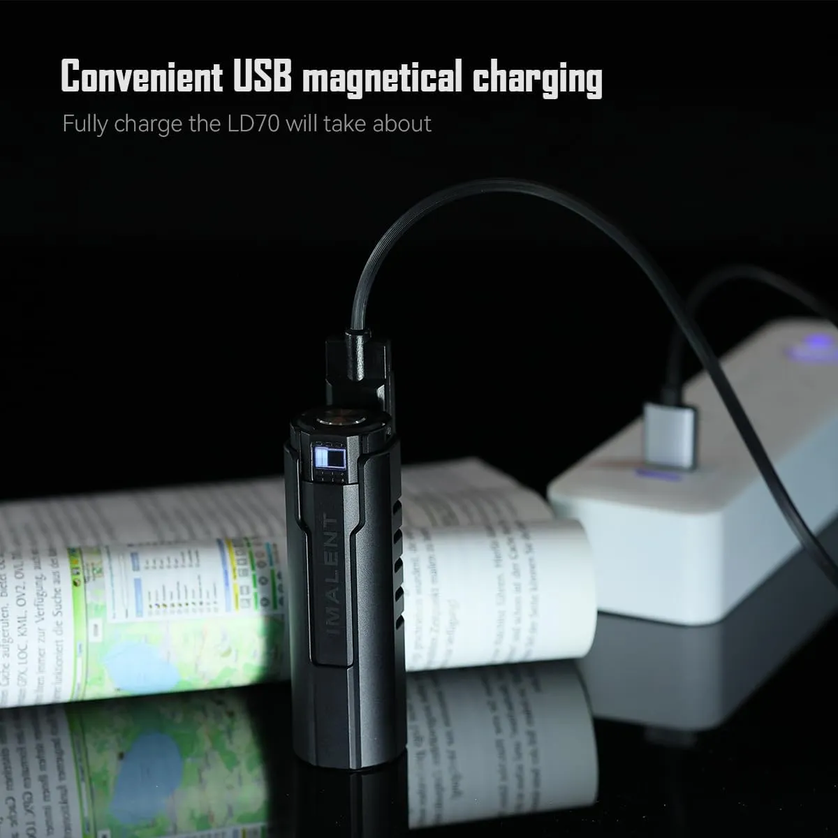IMALENT LD70 EDC Flashlight Led Rechargeable Torch, Powerful Flashlight 4000 Lumens with CREE XHP70.2 LED, Super Bright Handlight for Camping and Hiking (Deep Black)