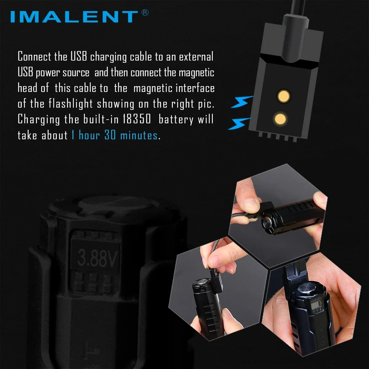 IMALENT LD70 Pocket EDC Flashlight, 4000 Lumens Compact Bright Powerful Flashlights with CREE XHP70.2 LED, Rechargeable Handheld Torch for Camping and Hiking(Blue)