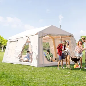 Inflatable Blow Up Tents for Camping,Waterproof Oxford Hot Tent with Manual Pump,Spacious Easy Setup Inflatable Camping Air Tent for Family Glamping