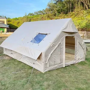 Inflatable Camping Tent with Pump, Easy Setup 4 Season Air Waterproof Outdoor Oxford Tents, Glamping Tents，Outdoor Blow Up Tent, Luxury Cabin Tent with Mesh Windows & Doors(Size:6-8)