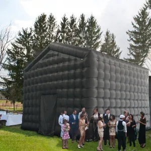 Inflatable Nightclub 19.68x19.68x13.12Ft Disco Cube Gazebo Event House with Blower and Logo Large Inflatable Party Club Tent for Birthday, School Events, Backyard Party, Rental Business