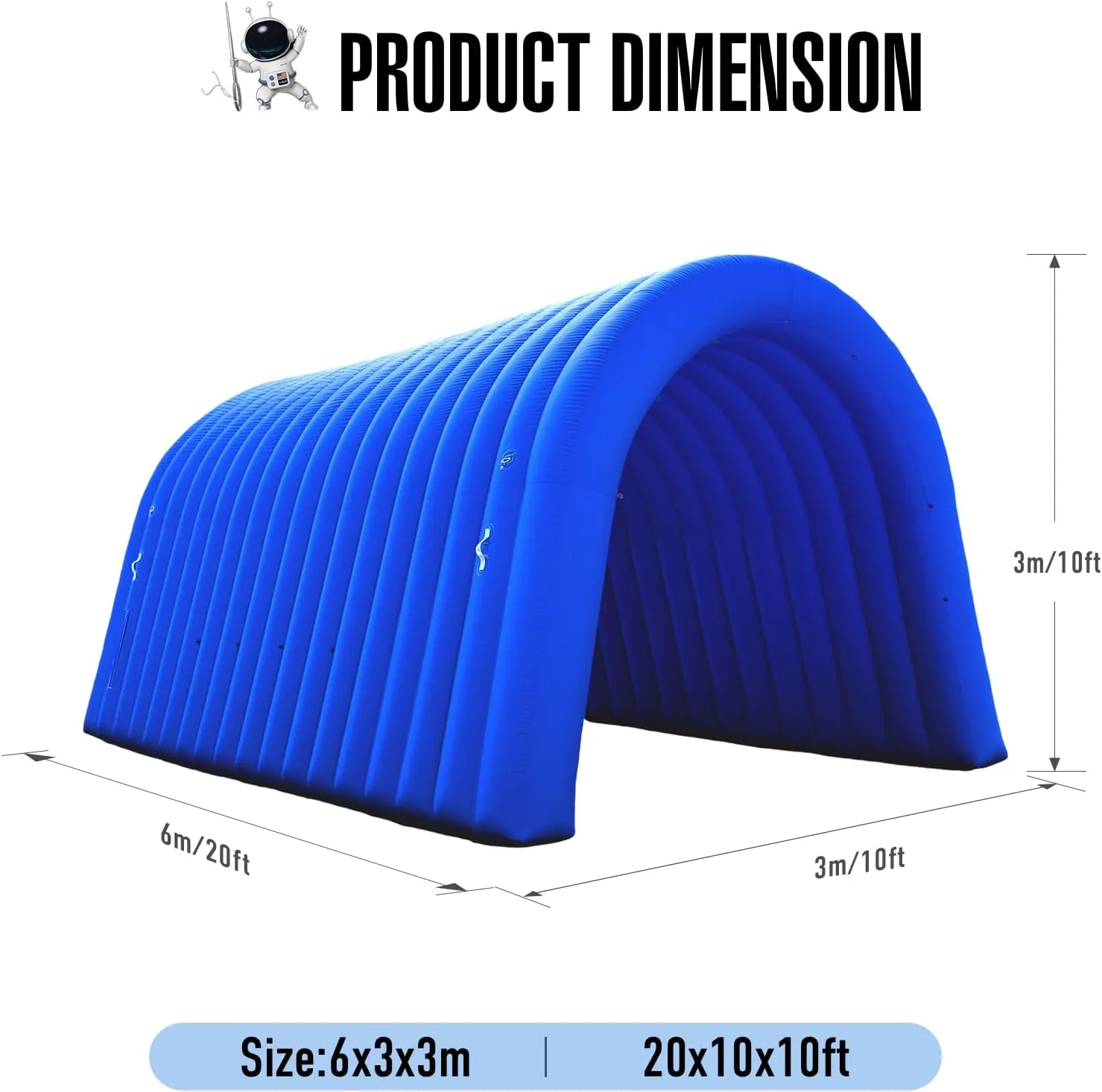 Inflatable Sports Tunnel Entrance with Blower Inflatable Tunnel Tent for Business Advertising Event Exhibition 20X10x10Ft Blue