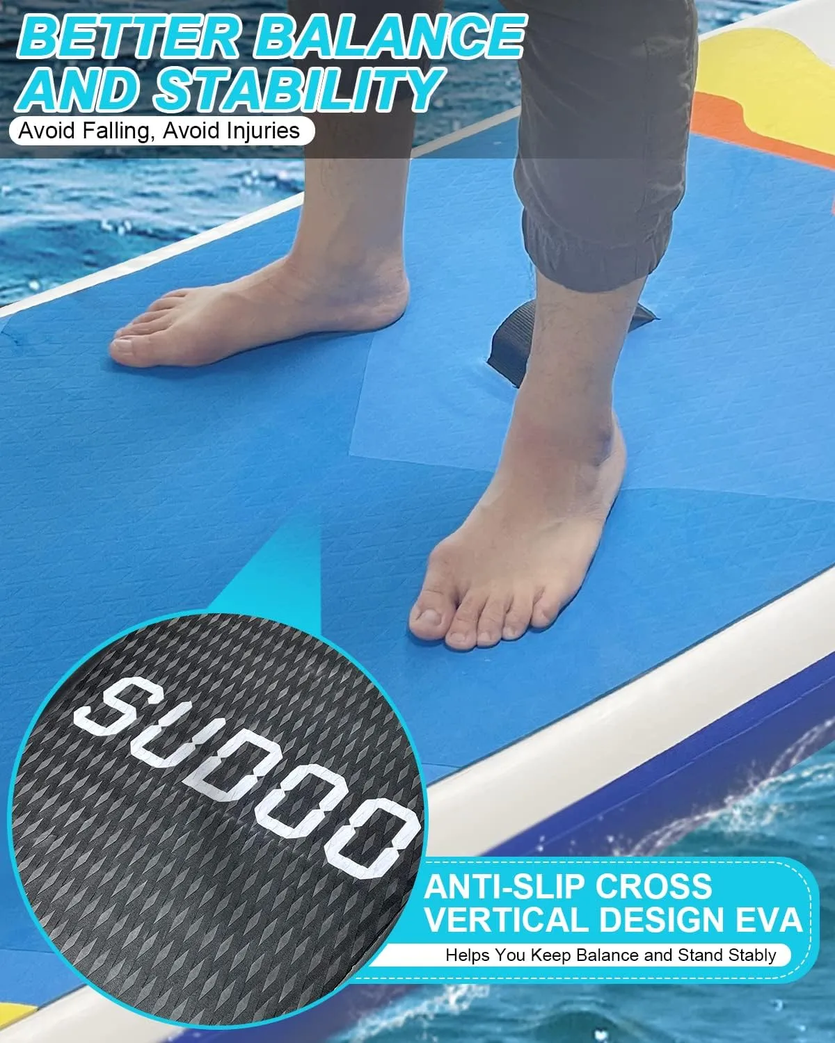 Inflatable Stand Up Paddle Board 10‘6‘‘x33‘‘- Ultra-Light SUP with Backpack, Pump, Paddle, Coil Leash, 3 Fins, Repair Kit, Stable Design, Non-Slip EVA Deck for Adults & Youth