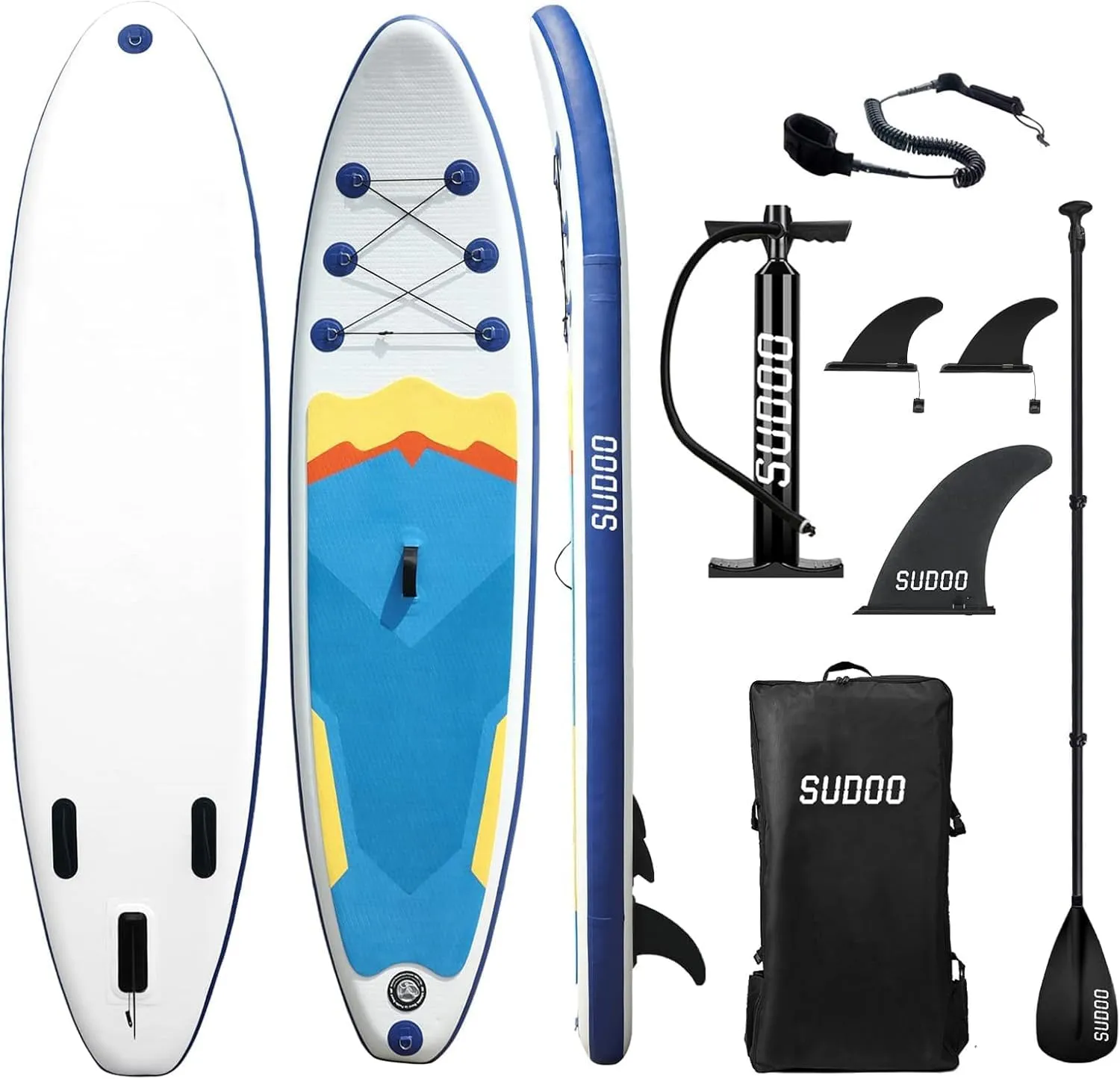 Inflatable Stand Up Paddle Board 10‘6‘‘x33‘‘- Ultra-Light SUP with Backpack, Pump, Paddle, Coil Leash, 3 Fins, Repair Kit, Stable Design, Non-Slip EVA Deck for Adults & Youth