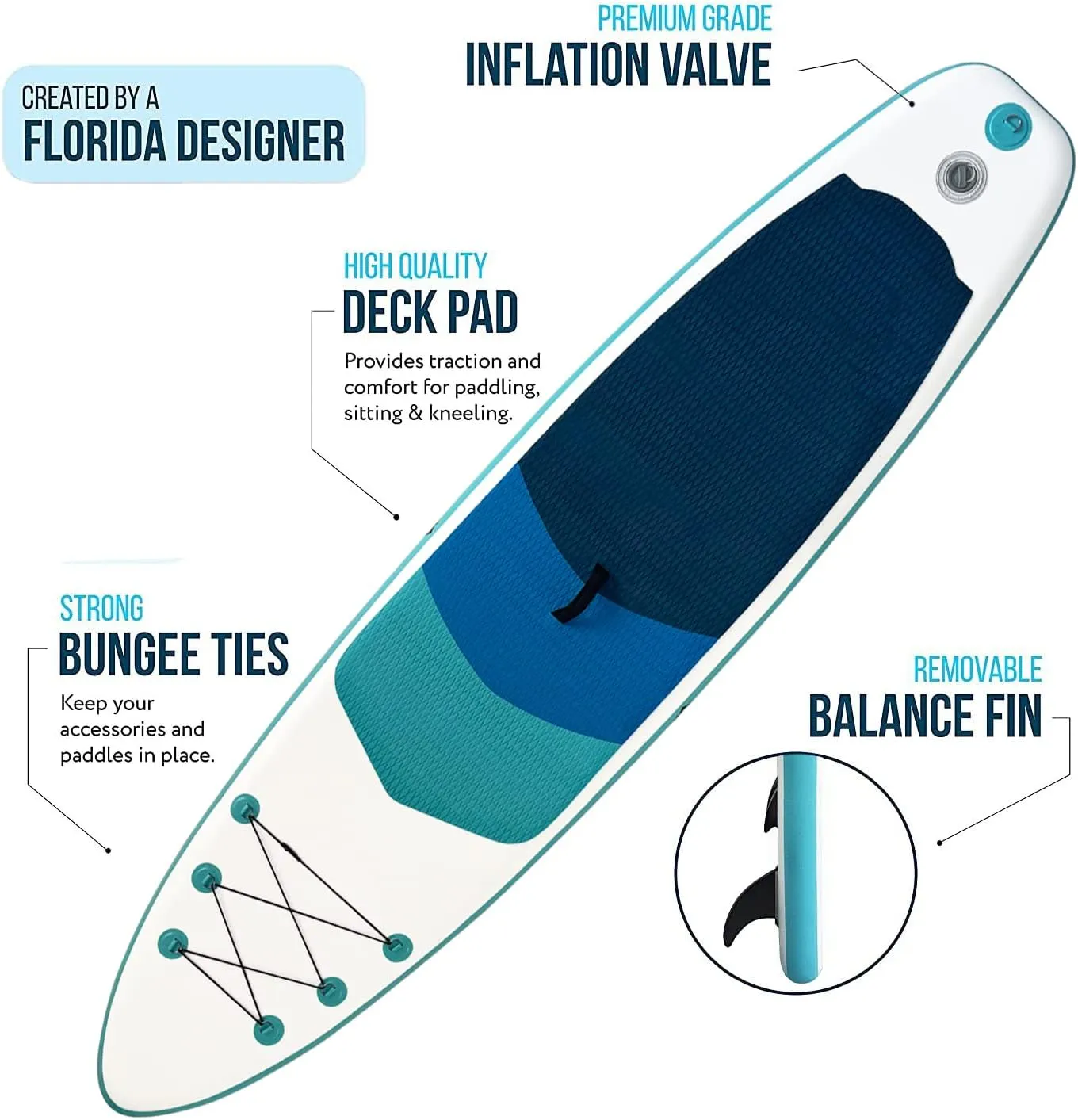 Inflatable Stand Up Paddle Board (6’’ Thick) with Premium SUP Accessories&Bag,Bottom Fin for Paddling,Surf Control,Non-Slip Deck,Leash,Paddle and Two-Way Hand Pump|Youth&Adult Standing Boat