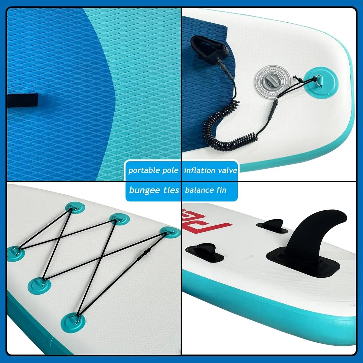 Inflatable Stand Up Paddle Board (6’’ Thick) with Premium SUP Accessories&Bag,Bottom Fin for Paddling,Surf Control,Non-Slip Deck,Leash,Paddle and Two-Way Hand Pump|Youth&Adult Standing Boat