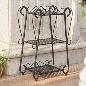 International Caravan Santa Fe Iron Nailhead 3-Tier Plant/Utility Shelf