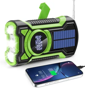 IPX5 Waterproof Emergency Weather Radio, Bluetooth Portable AM/FM/NOAA Hand Crank Radio Solar Charging, with Flashlight and 5000mAh Cell Phone Charger, USB or Battery Powered Radio with SOS Alarm
