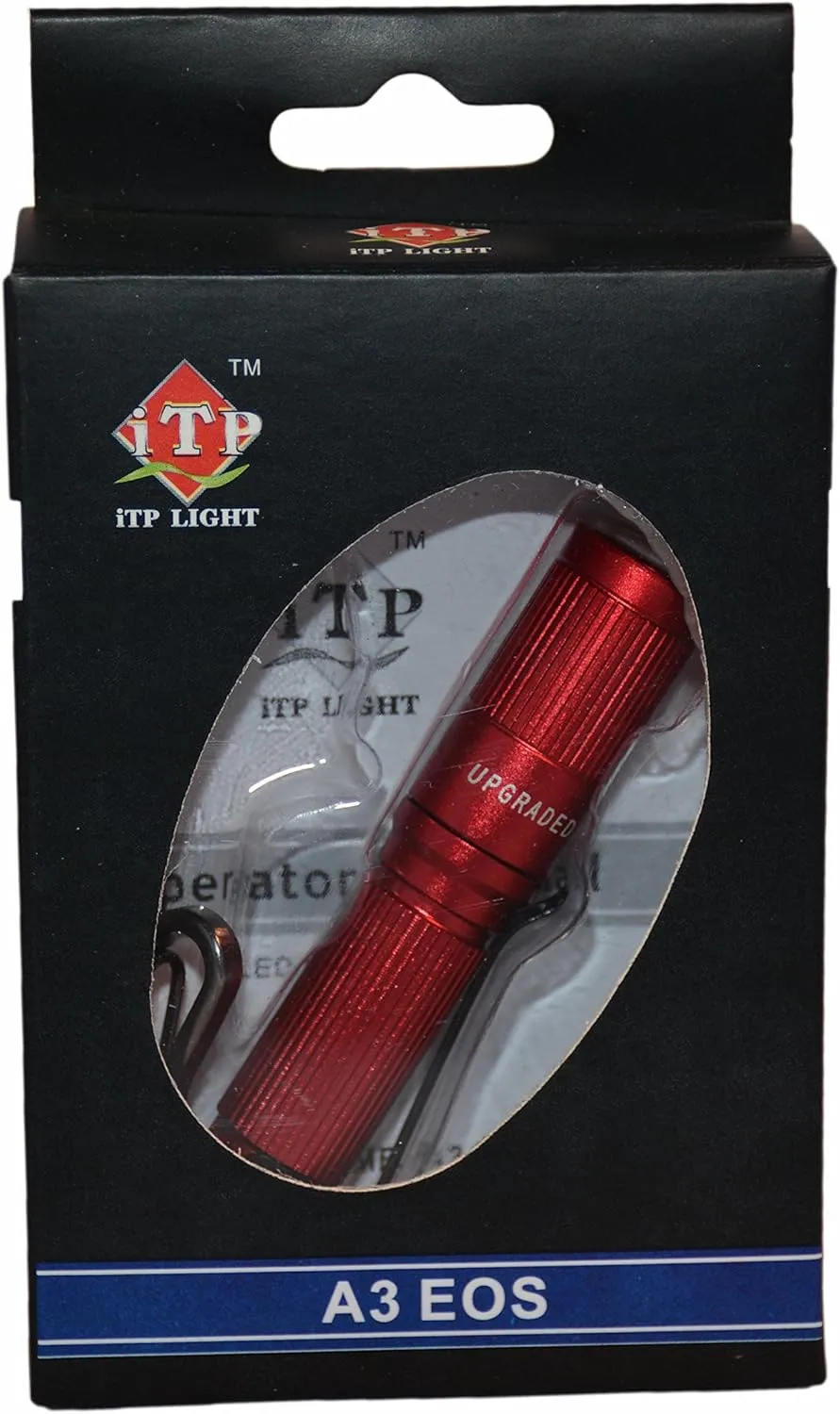 ITP A3 EOS CREE XP-G2 Keychain Flashlight - 150 Lumen with 3 Levels of Output (Low, Medium, High) - LED with Anti-Scratching Lens, 1xAAA Battery Compatible (Included) - Red