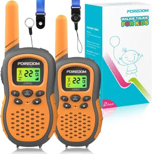 J388C Walkie Talkies for Kids 2 Pack Long Range with Flashlight - Orange